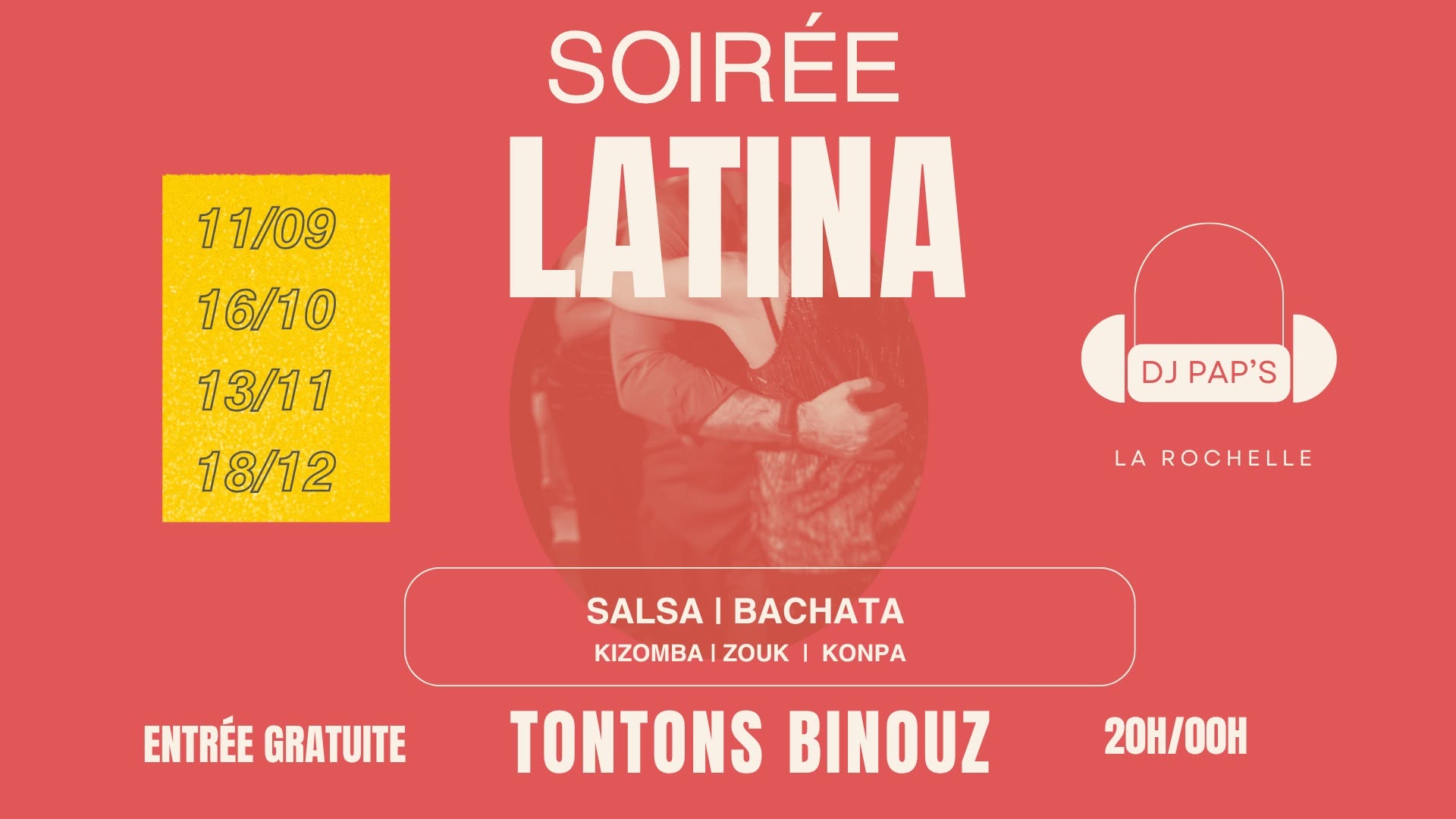 Affiche de l'événement Soirée Latina du 13/11/2026 à La Rochelle