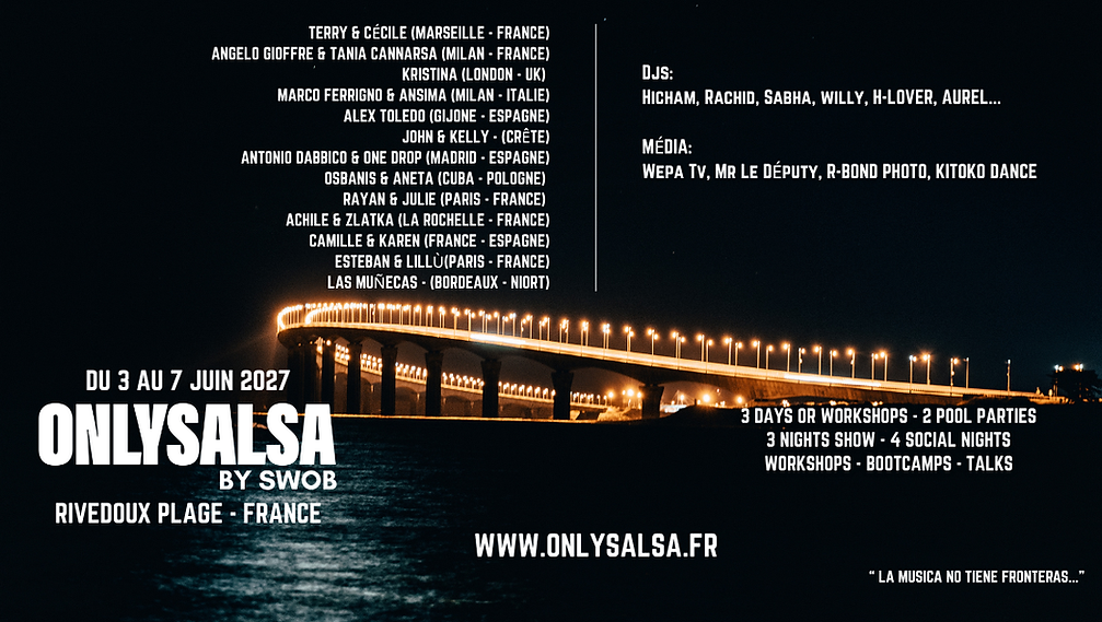 Affiche de l'événement ONLYSALSA BY SWOB 2027 du 03/06/2027 à Rivedoux-Plage