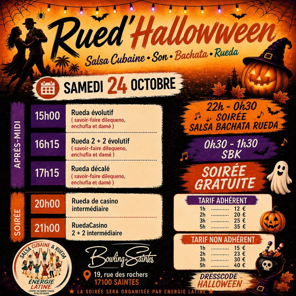 Affiche de l'événement Rued’Halloween du 24/10/2026 à Saintes