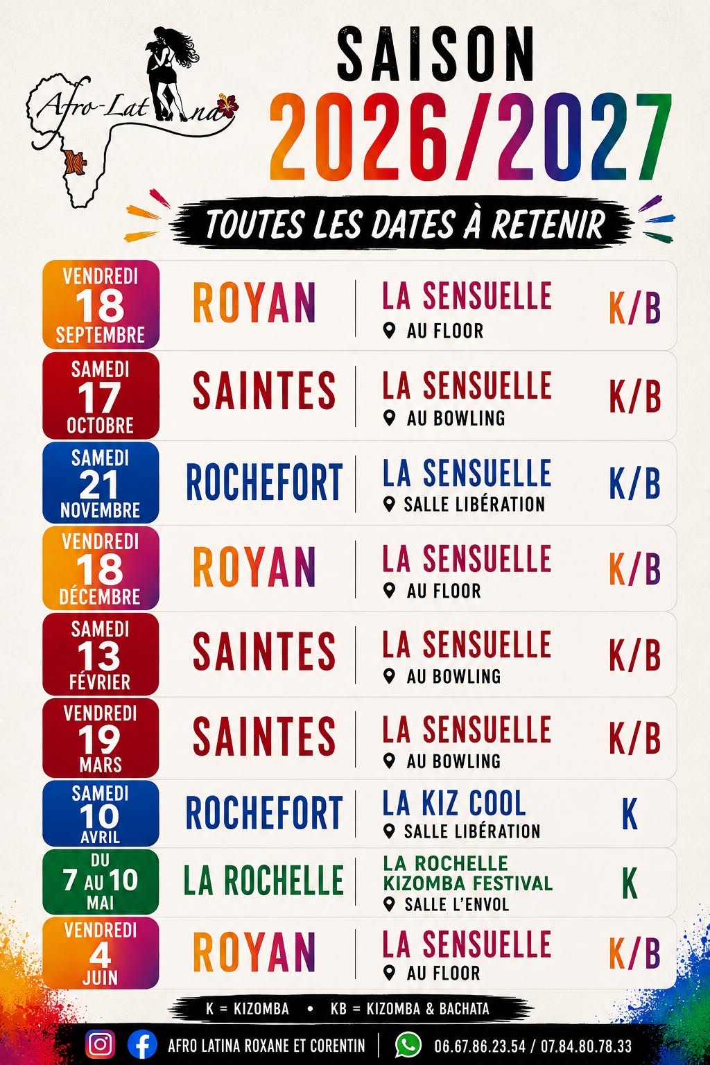 Affiche de l'événement KIZOMBA BACHATA / La Sensuelle du 04/06/2027 à Royan