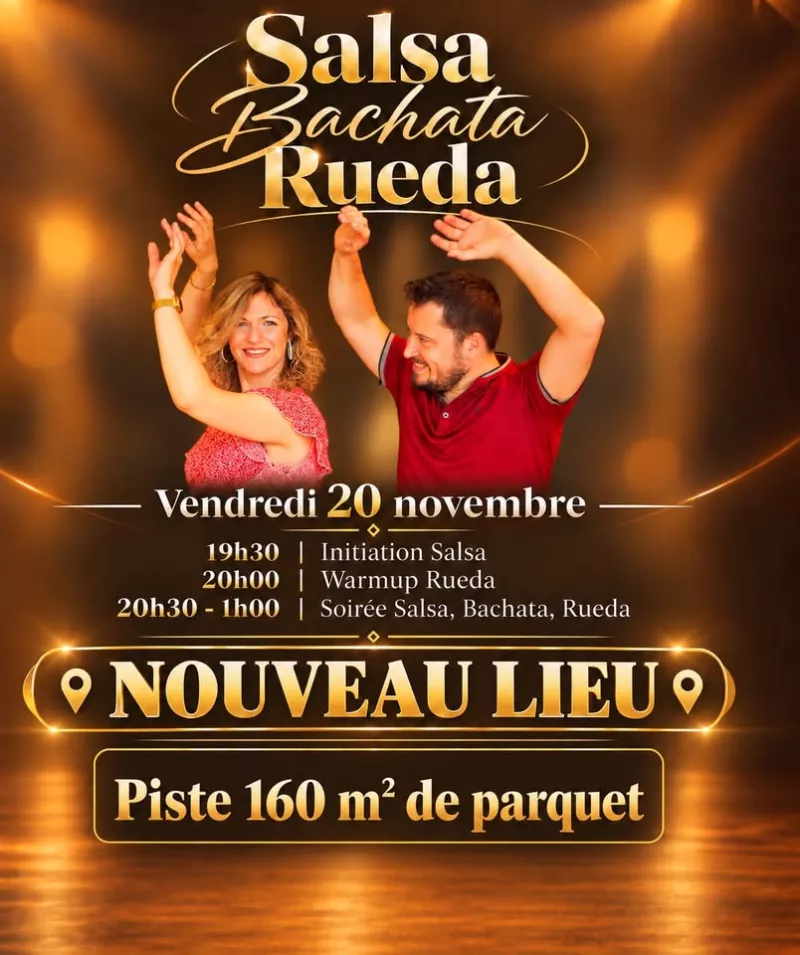 Affiche de l'événement Salsa, Bachata, Rueda, nouveau lieu La Rochelle du 20/11/2026 à La Rochelle