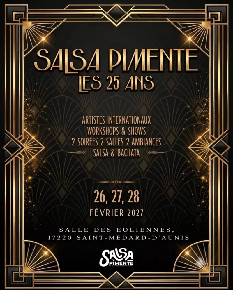 Affiche de l'événement SALSA PIMENTE : LES 25 ANS du 26/02/2027 à Saint-Médard-d'Aunis