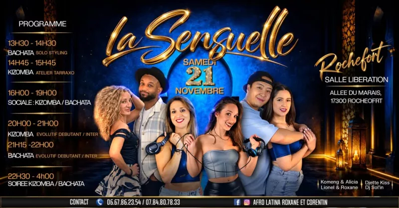 Affiche de l'événement KIZOMBA BACHATA / La Sensuelle du 21/11/2026 à Rochefort