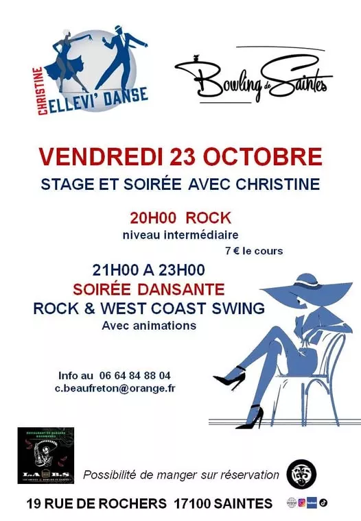 Affiche de l'événement Stage et soirée avec Christine du 23/10/2026 à Saintes