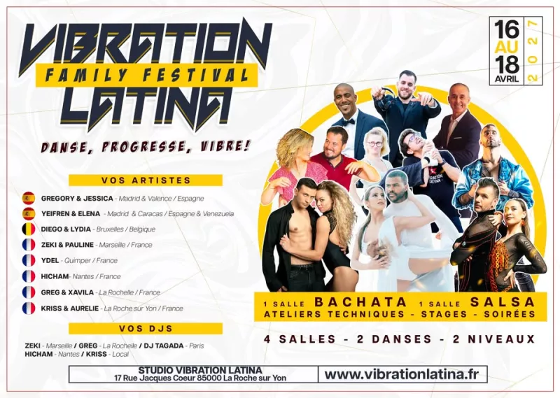 Affiche de l'événement VIBRATION LATINA FAMILY FESTIVAL 2027 du 16/04/2027 à La Roche-sur-Yon