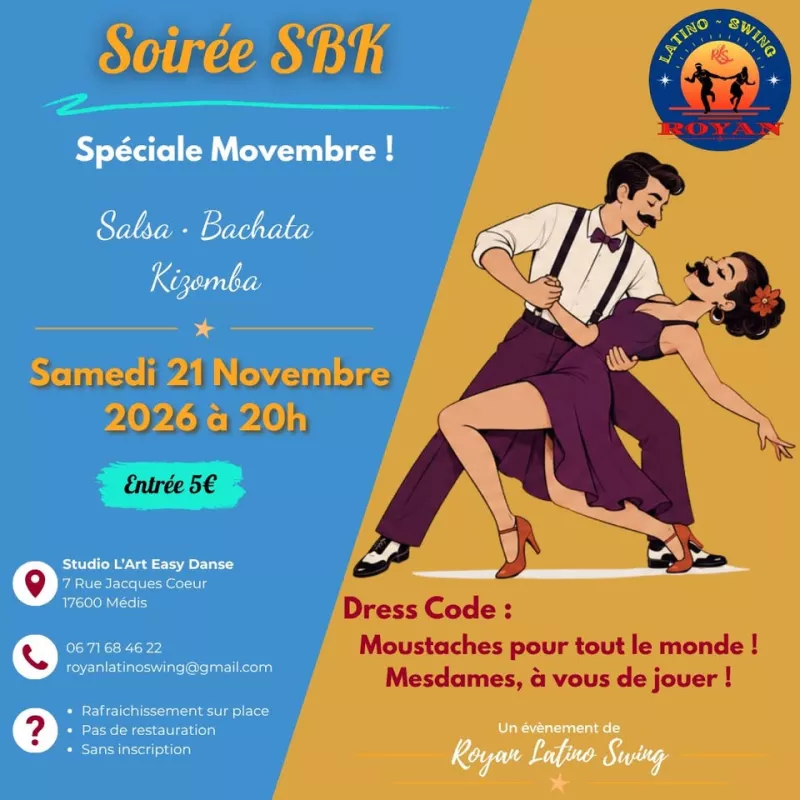 Affiche de l'événement Soirée SBK Movembre - Samedi 21 Novembre 2026 du 21/11/2026 à Médis