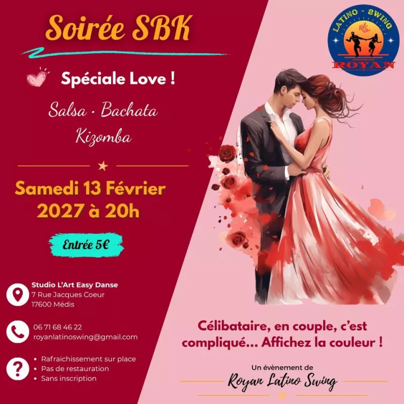 Affiche de l'événement Soirée SBK - Spéciale LOVE - Samedi 13 Février 2027 du 13/02/2027 à Médis