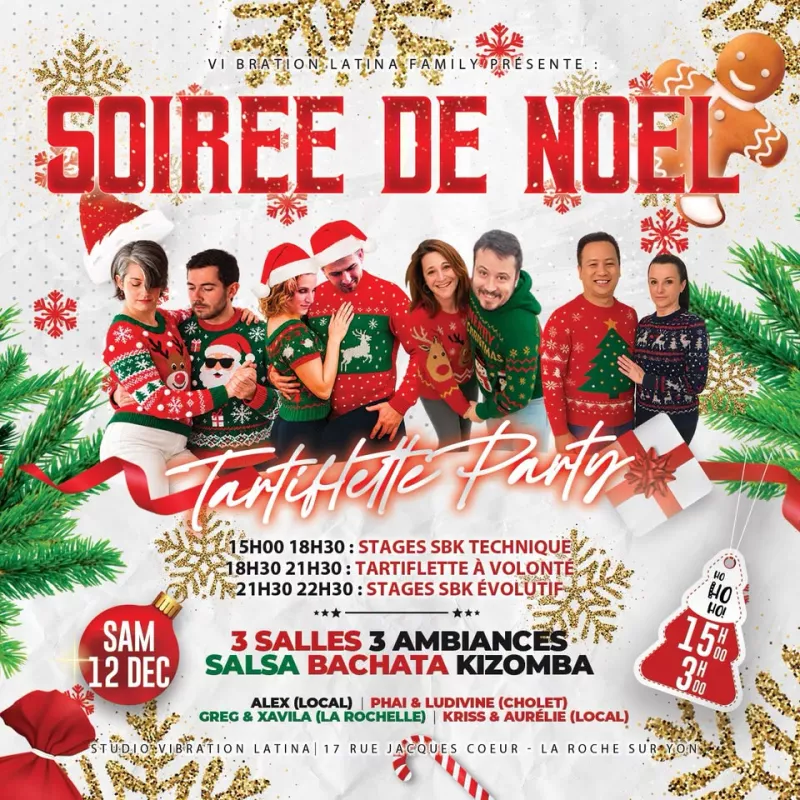 Affiche de l'événement SOIRÉE SBK DE NOËL & TARTIFLETTE PARTY du 12/12/2026 à La Roche-sur-Yon