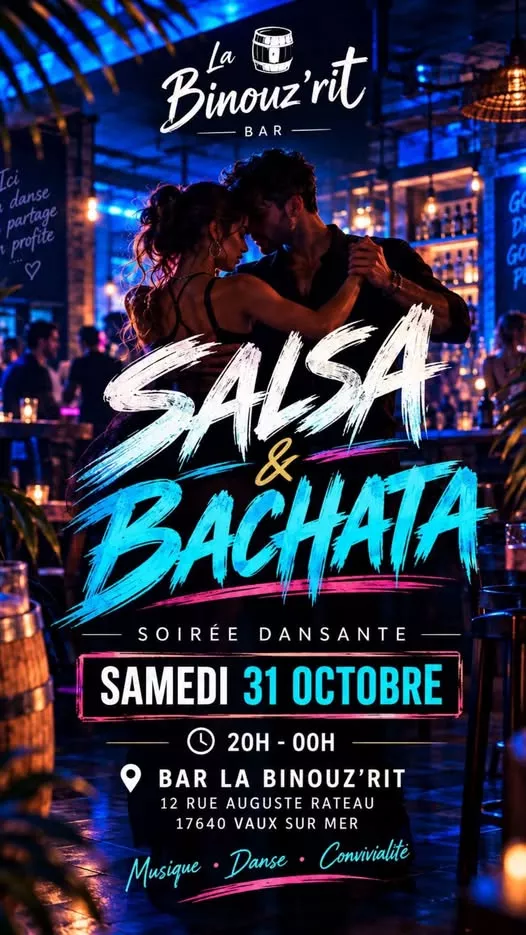 Affiche de l'événement Soirée Salsa y Bachata du 31/10/2026 à Vaux-sur-Mer