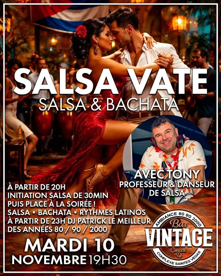 Affiche de l'événement Soirée Latino au vintage du 10/11/2026 à Saintes