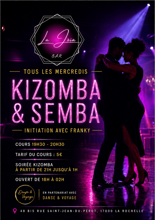 Affiche de l'événement Cours Kizomba & Soirée KBS du 06/01/2027 à La Rochelle